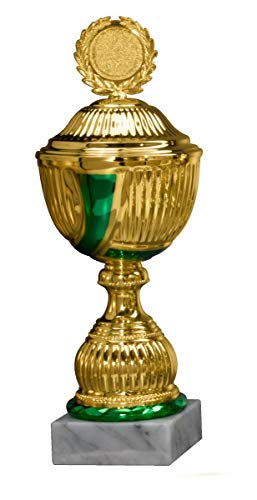 Henecka Pokal Serie Farina, Gold-grün, mit Wunschgravur und auswählbarem Sport-Emblem, Größe 35,5 cm von Henecka