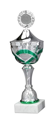 Henecka Pokal Serie Olivia, Silber-grün, mit Wunschgravur und auswählbarem Sport-Emblem, Größe 44,5 cm von Henecka