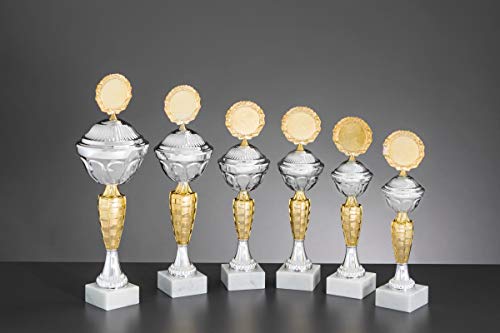 Henecka Pokal Serie Yvette, Gold-Silber, mit Wunschgravur und auswählbarem Sport-Emblem, Größe 28,7 cm von Henecka
