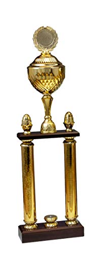 Henecka 🔵 Säulenpokal Serie Dakota Gold · mit Wunschgravur und auswählbarem Sport-Emblem · Größe 67,5 cm von Henecka