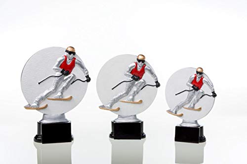 Henecka Ski-Pokal, Resinfigur Skifahren, Silber mit rot, mit Wunschgravur, Größe 16 cm von Henecka