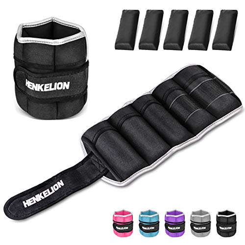 Henkelion (1 Paar) Adjustable Ankle Gewichte für, 4kg 6kg 10lbs (Jeder 2kg 3kg 5Lbs) Wrist Weights/Knöchel Gewichte Sets Paar 10kg (jeweils 5 lbs) jeweils 5kg (pair 10kg) von Henkelion