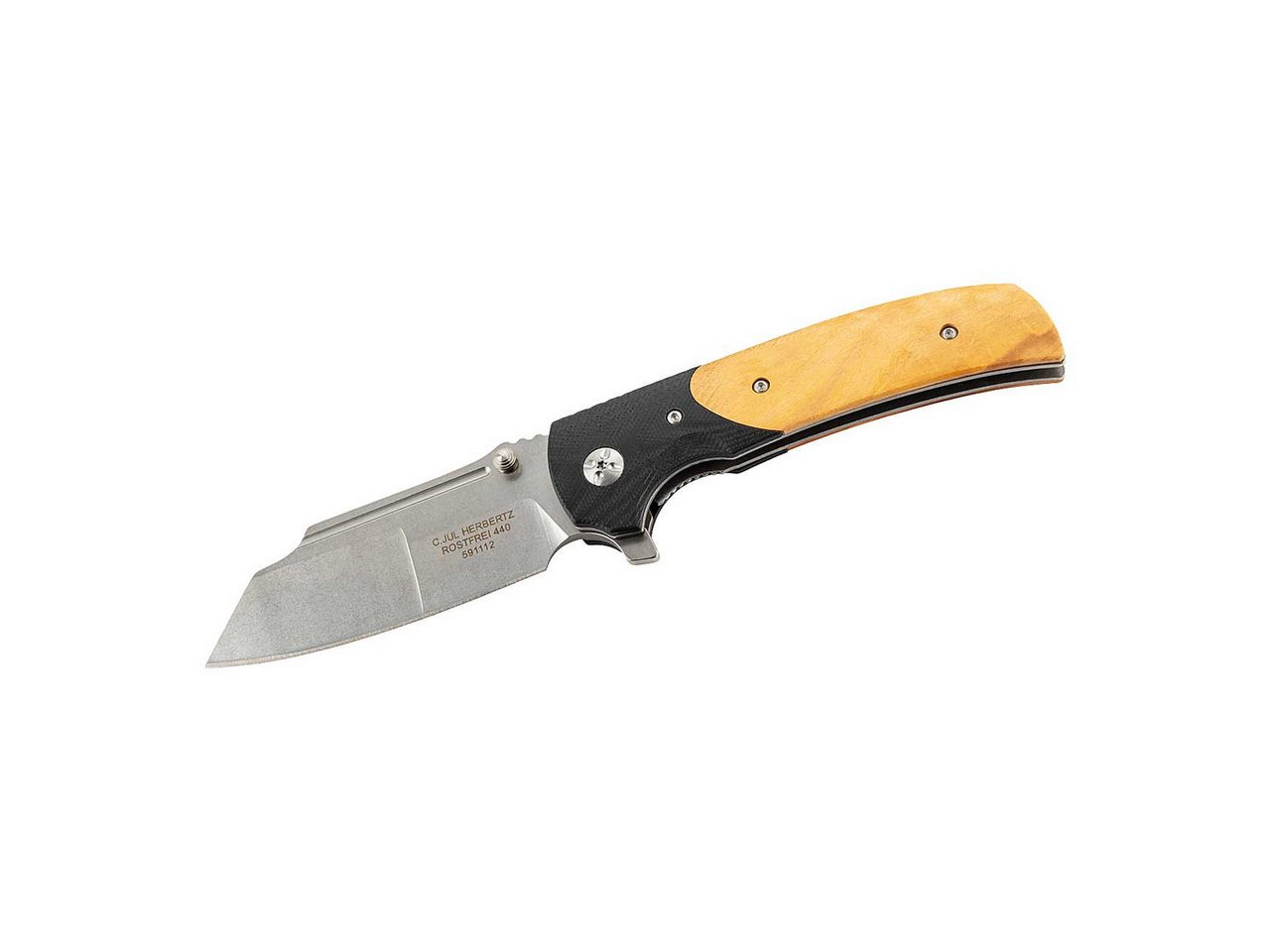 Herbertz Taschenmesser Herbertz Einhandmesser mit Stone Wash Klinge Euonymus Holzg von Herbertz