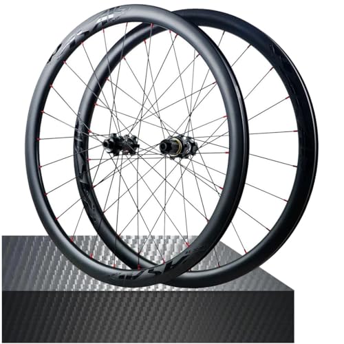 Fahrrad-Radsatz, 50 mm, 700C, Carbon-Cyclocross-Felge, Center Lock, Steckachse 142 mm für Rennrad, 28 mm breites Scheibenbremsrad, 1730 g von HerfsT
