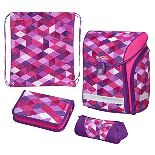 herlitz 50022083 Schulranzen Midi Plus Pink Cubes, 1 Stück von Herlitz