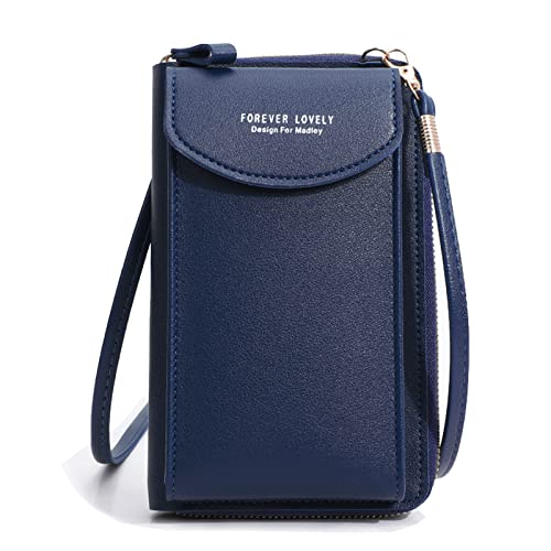 Hernin Handy Umhängetasche,Damen Handytasche Frauen Schultertasche mit Kartenfächer Verstellbar Abnehmbar Schultergurt für Handy unter 7 Zoll（Marineblau） von Hernin