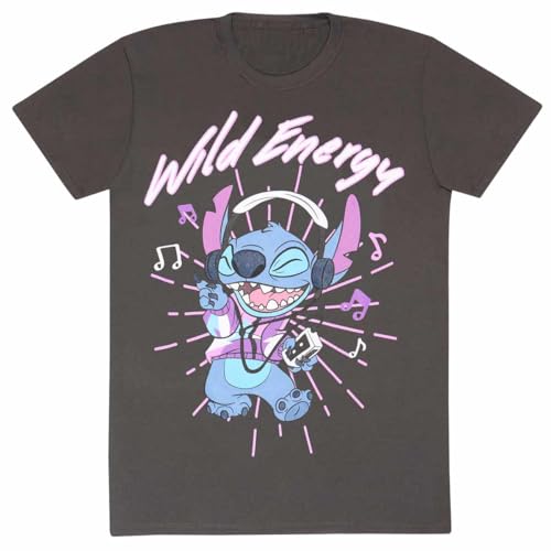 Stitch Kurzarm-T-Shirt Wild Energy Graphit Unisex Stitch Kurzarm-T-Shirt Wild Energy Graphit Unisex von Heroes Inc.