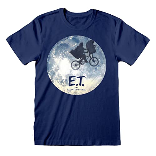 Kurzarm-T-Shirt E.T. Moon Silhouette Blau Unisex von Heroes