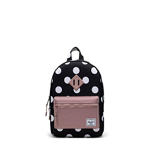 Herschel Unisex Kinder Heritage Kids Rucksack, Polka Dot Black And White / Ash Rose, Einheitsgröße EU von Herschel