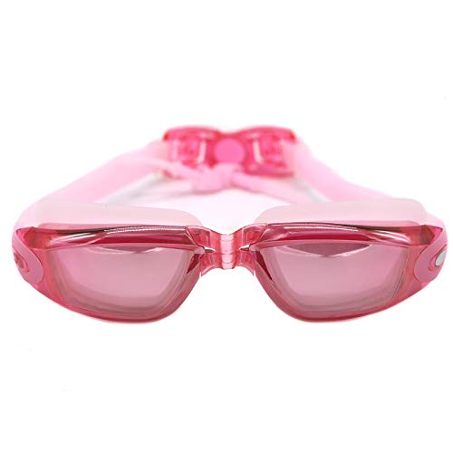 Hersvin Schwimmbrille (M/0 bis M/-8,0) UV400 Anti-UV Anti Nebel Schutzbrille für Erwachsene Männer Frauen Kinder (Rosa, M/0) von Hersvin