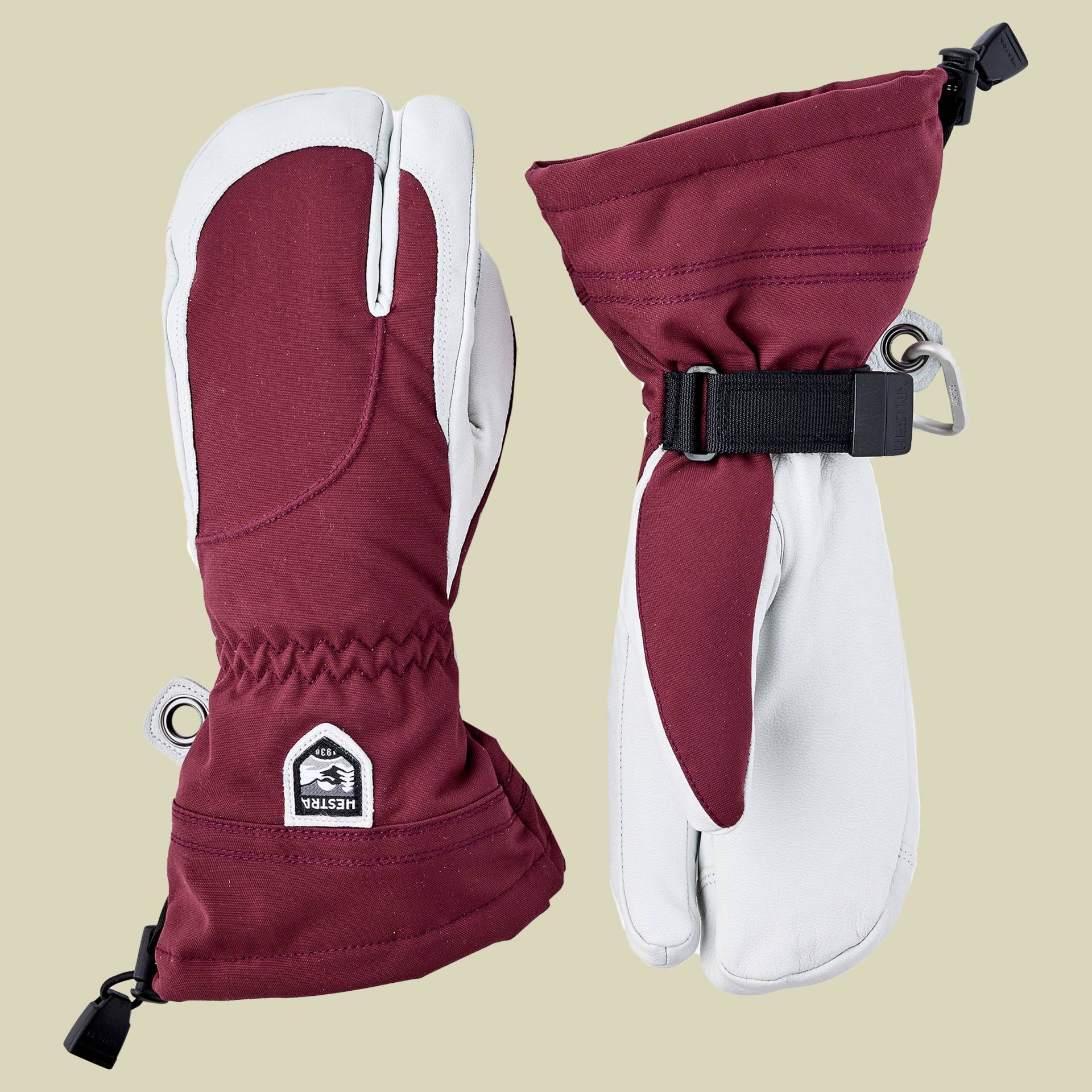 Heli Ski Female 3-Finger rot 8 - bordeaux/offwhite Heli Ski Female 3-Finger rot 8 - bordeaux/offwhite von Hestra