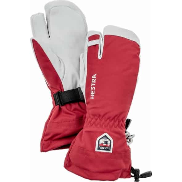 Hestra Army Leather Heli Ski 3-Finger Handschuhe Herren Fäustlinge (Rot 10 D) Skihandschuhe von Hestra