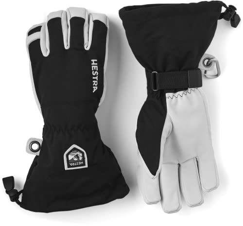 Hestra Army Leather Heli Skihandschuh - Klassischer 5-Finger-Schneehandschuh zum Skifahren, Snowboarden und Bergsteigen, Schwarz, 8 von HESTRA