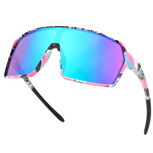 Heveer Fahrradbrille Sonnenbrille Herren Polarisierte Sportbrille UV400 Schutzbrille mit Farbigen Rahmen für Reiten Laufen Sport im Freien Blau Heveer Fahrradbrille Sonnenbrille Herren Polarisierte Sportbrille UV400 Schutzbrille mit Farbigen Rahmen für Reiten Laufen Sport im Freien Blau von Heveer