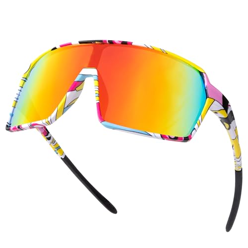Heveer Fahrradbrille Sonnenbrille Herren Polarisierte Sportbrille UV400 Schutzbrille mit Farbigen Rahmen für Reiten Laufen Sport im Freien Rot Heveer Fahrradbrille Sonnenbrille Herren Polarisierte Sportbrille UV400 Schutzbrille mit Farbigen Rahmen für Reiten Laufen Sport im Freien Rot von Heveer