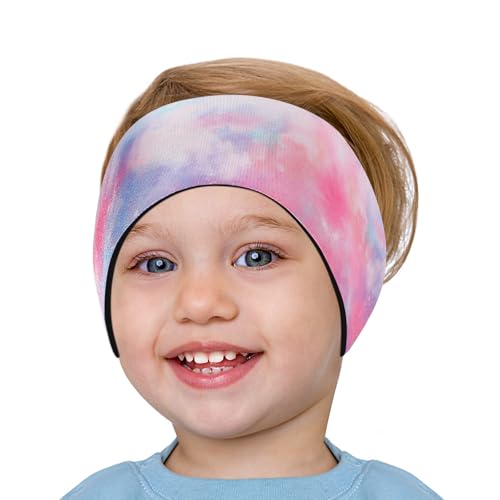 HeySplash Schwimm Stirnband Kinder, Ohrenschutz Schwimmen Kinder Neopren Stirnband mit Hohe Elastizität, Klettverschluss, Schwimmstirnbänder Kinder Wasserdicht Schwimmen Baden, S, Tie-dye Rosa von HeySplash