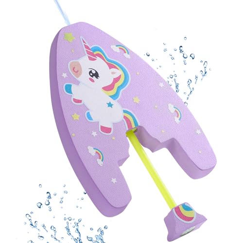 HeySplash Schwimmbrett Kinder, Niedliches Muster Kickboard für Kinder, Schwimmen Kickboard mit Wassersprüher, Training Wasser Spaß Werkzeug, Anfänger Schwimmer, Schwimmbäder, Lila Einhorn von HeySplash