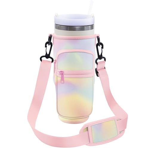 Heyfibro Tragetasche für Wasserflaschen mit verstellbarem Riemen, 1,2 l, Trinkflaschenhalter mit Gurt, geeignet für Wandern, Camping, Joggen, 1,2 l, Bunt 2 von Heyfibro