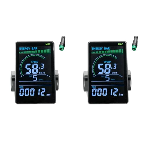 Hfourhnik 2X M6C E-Bike LCD-Anzeige Messgerät 24V-60V E Scooter LCD-Panel Farbbildschirm mit USB für Mountain Electric Bike (5PIN) von Hfourhnik