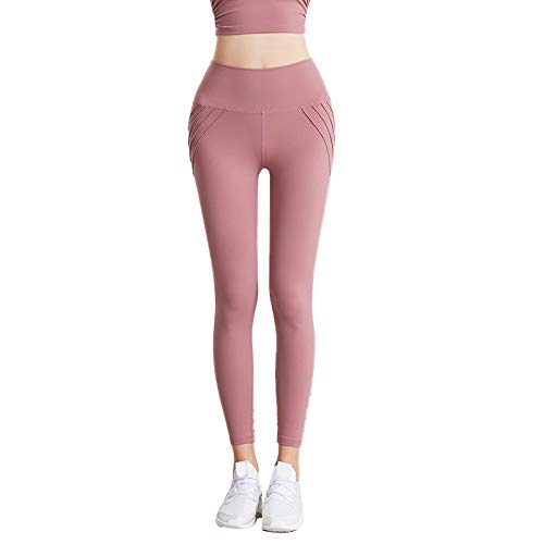 Hfourhnik Frauen Doppelseitige Hautfreundliche Yogahose Hohe Taille Lift Hüfte Sport Yoga Fitness Hose Rosa M von Hfourhnik