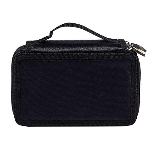 Hfourhnik Student Stift Federmäppchen 3-Lagig Oxford Pinselhalter Makeup Pouch Aufbewahrungstasche Schwarz von Hfourhnik