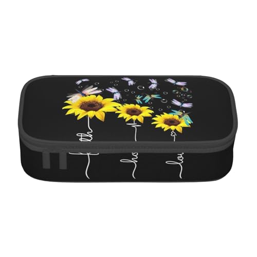 Hgbbdyyjj Federmäppchen mit Sonnenblumen-Motiv, personalisierbar, großes Fassungsvermögen, multifunktionales Schreibwaren-Federmä, Schwarz , Einheitsgröße, Taschen-Organizer von Hgbbdyyjj