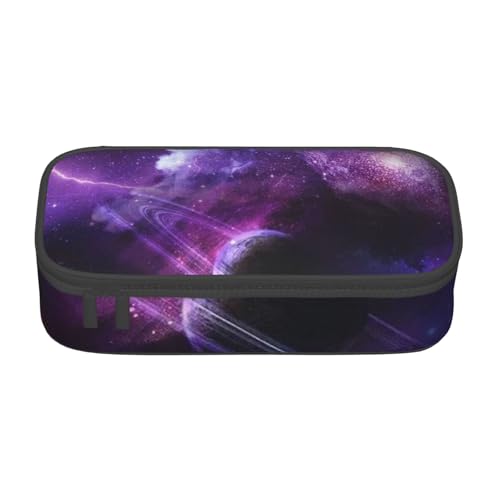 Hgbbdyyjj Galaxy Starry Space Purple Starry Personalised Printed Large Capacity Compartment Multifunctional Stationery Pencil Case, Schwarz , Einheitsgröße, Taschen-Organizer von Hgbbdyyjj