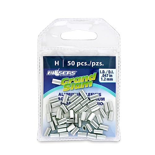 HI-SEAS Grand Slam Aluminiumhülsen, 1,2 mm Innendurchmesser, Verwendung mit 45,4 kg Angelschnur Mono, 50 Stück HI-SEAS Grand Slam Aluminiumhülsen, 1,2 mm Innendurchmesser, Verwendung mit 45,4 kg Angelschnur Mono, 50 Stück von Hi-Seas