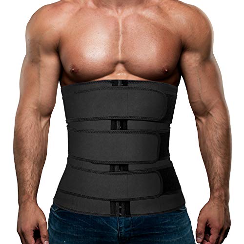 Herren Taillentrainer Neopren Korsett Sauna Schwitzen Trimmer Cincher Bauchweg mit Gürtel, Schwarzer Taillengürtel, Large von Hidyliu