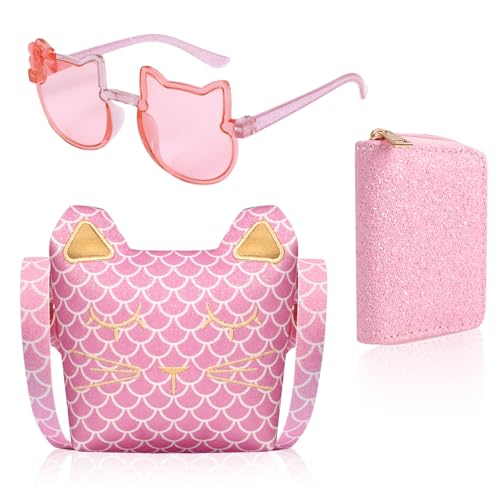 HIFOT 3 Stück Umhängetasche Geldbörsen Sonnenbrille für Mädchen, Mini Einhorn Handtasche Katzen Brille für Kleines Mädchen Geburtstag HIFOT 3 Stück Umhängetasche Geldbörsen Sonnenbrille für Mädchen, Mini Einhorn Handtasche Katzen Brille für Kleines Mädchen Geburtstag von Hifot