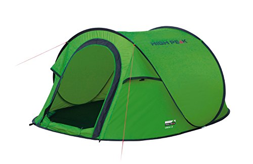 High Peak Wurfzelt Vision 3, Pop Up Zelt für 3 Personen, Festivalzelt freistehend, super leichtes Schnellöffnungs-Wurfzelt, 1500 mm wasserdicht, Ventilationssystem, Moskitoschutz von High Peak