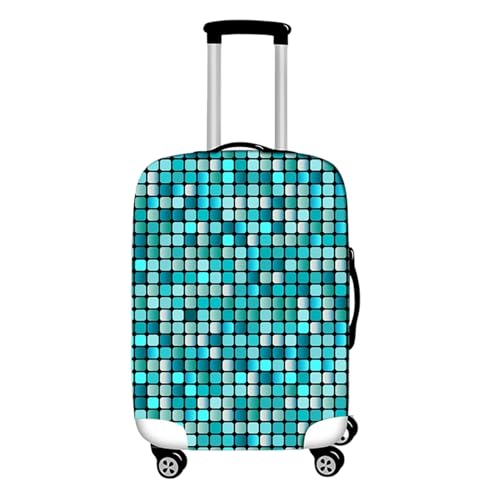 Highdi 18-32 Zoll Kofferschutzhülle, Elastisch Kofferhülle Geometrischer Druck Reisekoffer Hülle Trolley Case Schutzhülle, Waschbare Luggage Cover Staubdichte Kofferbezug (Aqua,S) von Highdi