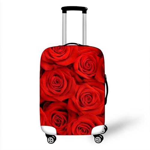 Highdi Blumenmuster Kofferschutzhülle, Elastisch Kofferhülle, Staubdichte Reisekoffer Hülle, Waschbar Koffer Schutzhülle, Kofferhülle mit Reißverschluss (Rose,XL (29-32 Zoll)) von Highdi