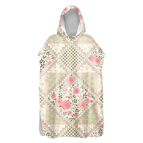 Highdi Handtuch Surf Poncho mit Kapuze Erwachsene für Damen Herren Teenager, Badeponcho Handtuch Poncho aus Mikrofaser auch als Umkleidehilfe Strand (75x145cm,Pinke Rose) von Highdi