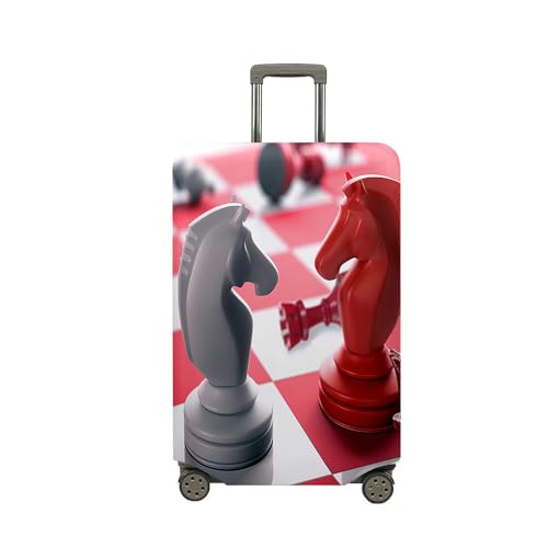 Highdi Kofferhülle, Elastisch Reise Kofferschutzhülle Reisekoffer Koffer Schutzhülle, 3D Internationales Schach Kofferhülle Kofferschutzhülle, Kratzfest Kofferschutz (Rot,XL (29-32 Zoll)) von Highdi