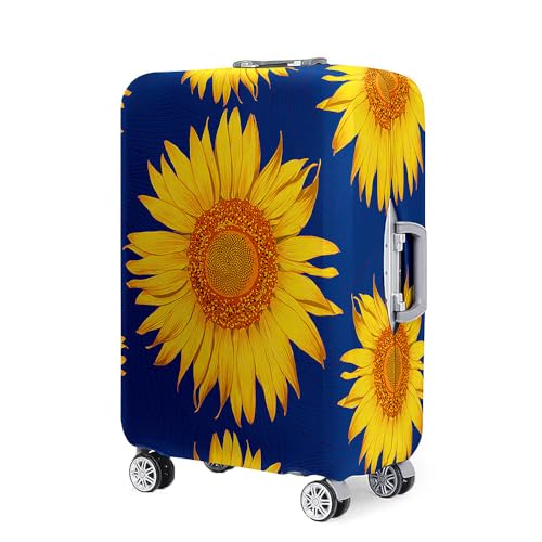 Highdi Kofferschutzhülle, Elastisch Reise Kofferhülle, 3D Sonnenblume Druck Koffer Schutzhülle, Kofferhülle Kofferschutzhülle mit Reißverschluss, Kratzfest Kofferschutz (Königsblau,XL) von Highdi