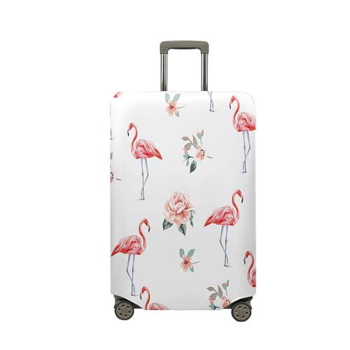 Highdi Kofferschutzhülle, Nordischer Flamingo Elastisch Kofferhülle, Staubdichte Reisekoffer Hülle, Waschbar Koffer Schutzhülle, Kofferhülle mit Reißverschluss (Weiß,L (26-28 Zoll)) von Highdi