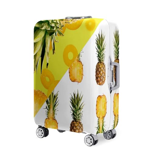 Highdi Kofferschutzhülle, Süßer Ananas-Print Elastisch Kofferhülle, Staubdichte Reisekoffer Hülle, Koffer Schutzhülle, Kofferhülle mit Reißverschluss, Waschbar Kofferschutz (Gelb,S (18-20 Zoll)) von Highdi