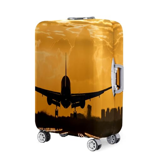 Highdi Kofferschutzhülle,18-32 Zoll Elastisch Reise Kofferhülle, 3D-Flugzeugmuster Koffer Schutzhülle,Kofferhülle Kofferschutzhülle mit Reißverschluss,Kratzfest Kofferschutz (Gelb,XL) von Highdi