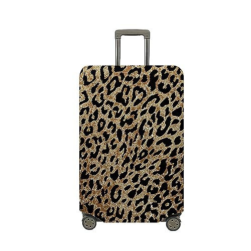 Highdi Leopardenmuster Kofferschutzhülle, 3D Elastisch Kofferhülle, Staubdichte Reisekoffer Hülle, Waschbar Koffer Schutzhülle, Kofferhülle mit Reißverschluss (braun,L (26-28 Zoll)) von Highdi