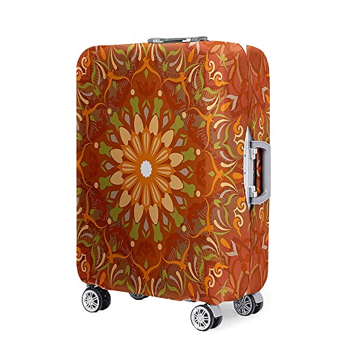 Highdi Mandala-Stil Kofferschutzhülle, Elastisch Reise Kofferhülle, Koffer Schutzhülle, Kofferhülle Kofferschutzhülle mit Reißverschluss, Kratzfest Kofferschutz (Orange,L) von Highdi