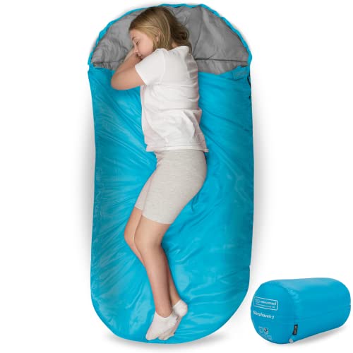 HIGHLANDER Breiter Schlafsack Big XL Extra großes Pod-Design, perfekt für Camping, Übernachtungen und Festivals - Leichte Einzeltaschen für Erwachsene Juniors Kids Sleephaven (Azurblau) von Highlander