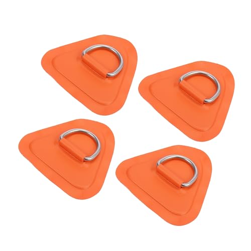 Hihaha 4 x Kajak-D-Ring-Aufnäher, PVC-Edelstahl, dreieckige Form, Orange, langlebiges Material von Hihaha