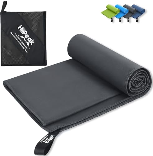 HiiPeak Mikrofaser Handtuch (180 cm x 90 cm) kompakt und leicht microfaser handtücher Fitness Handtuch Schnelltrocknend saugfähiges Sporthandtuch Fitnessstudio Schwimm und Gym Handtuch (Dunkelgrau) von HiiPeak