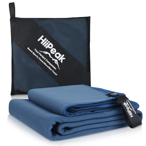 HiiPeak Mikrofaser Handtuch 2 Stück (160cmx80cm + 80cmx40cm) microfaser handtücher Fitness Handtuch Schnelltrocknend saugfähiges Sporthandtuch Fitnessstudio Schwimm und Gym Handtuch (Marineblau) von HiiPeak