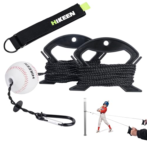 Hikeen Baseball-Schlagtrainer, Schlagübungsausrüstung mit 20 m Seil, Outdoor-Level-Rebound-Schaukeltrainer für alle Altersgruppen von Hikeen