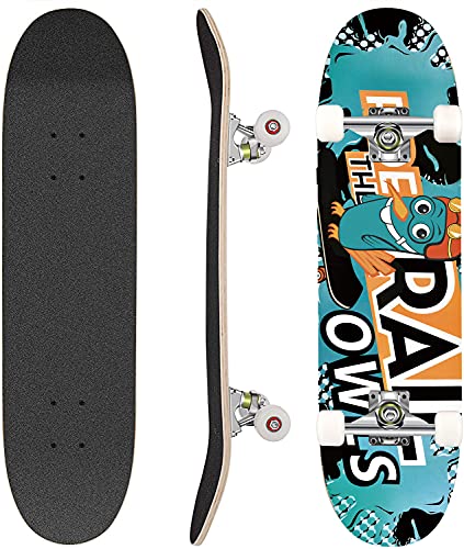 Hikole Skateboard, Komplettboard, Skateboard aus Holz, 79 x 20 cm, kanadisches Ahorn, 85 A, für Anfänger, Kinder und Erwachsene (8) von Hikole