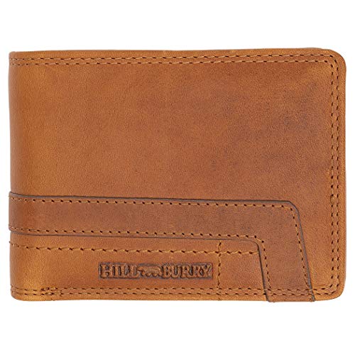 Hill Burry Herren Geldbörse Portemonnaie echt naturgegerbt Leder | Unisex | Reißverschluss | praktisches Kleingeldfach | Brieftasche | Geldbeutel | RFID Schutz | Wallet Black von Hill Burry