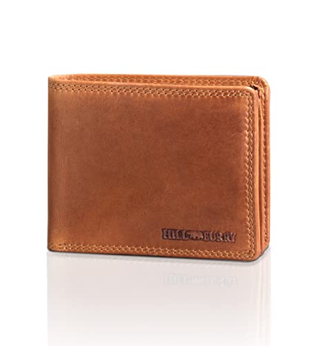 Hill Burry Leder Portemonnaie Arian Braun I Geldbörse I Brieftasche | Geldbeutel Wallet Portmonee mit RFID Schutz aus hochwertigem naturgegerbtem Leder | B 12cm x H 10cm x T 2,5cm von Hill Burry