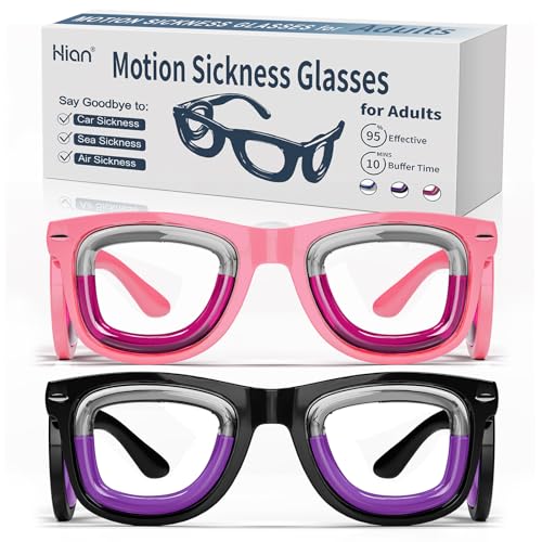 Hion 2 Paar intelligente Brillen für Erwachsene, Anti-Bewegungskrankheit, ultraleicht, tragbar, Übelkeit, Flüssigkeitsbrille, Autokrankheit, Luftkrankheit, Seekrankheit, Reise- und Kreuzfahrtzubehör von Hion